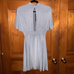 Gray/blue Boohoo dress.